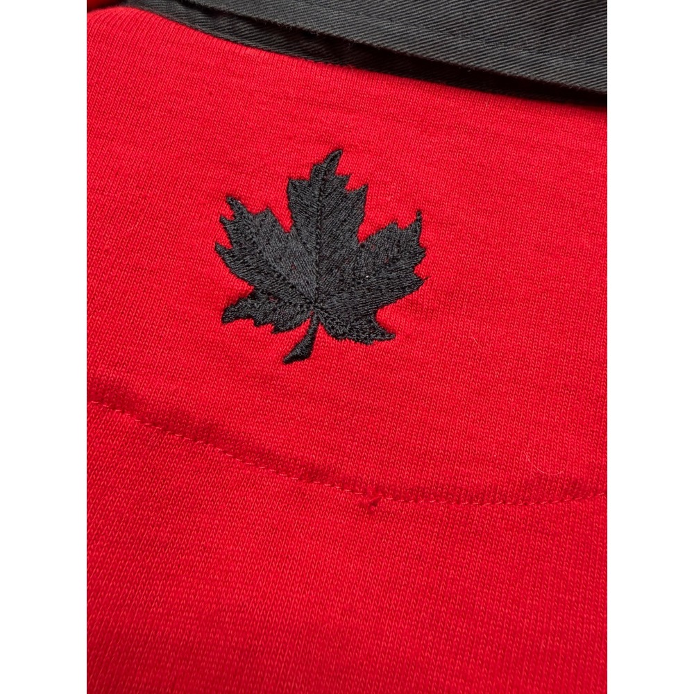COTTON OXFORD Rugby Canada Shirt Red Striped Maple Leaf Men's XXL Vintage FLAWED - Picture 7 of 9